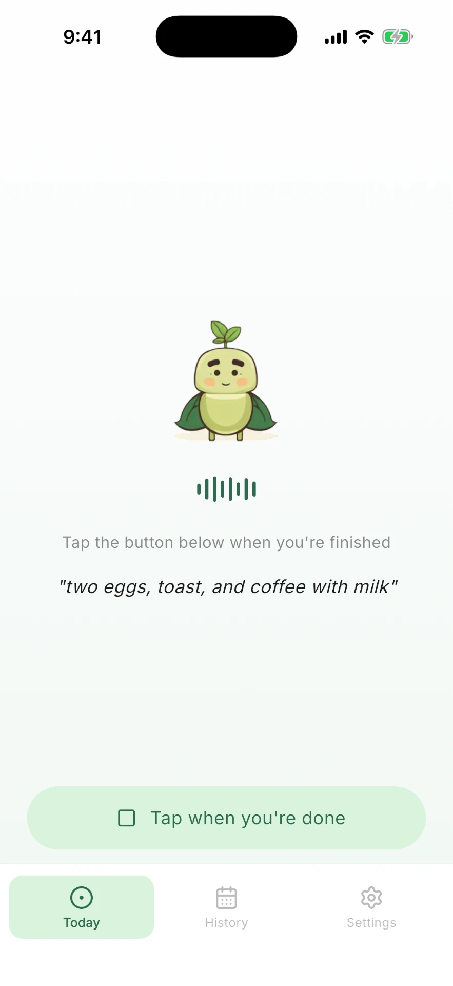 Peasy — Describing a meal out loud as it's transcribed