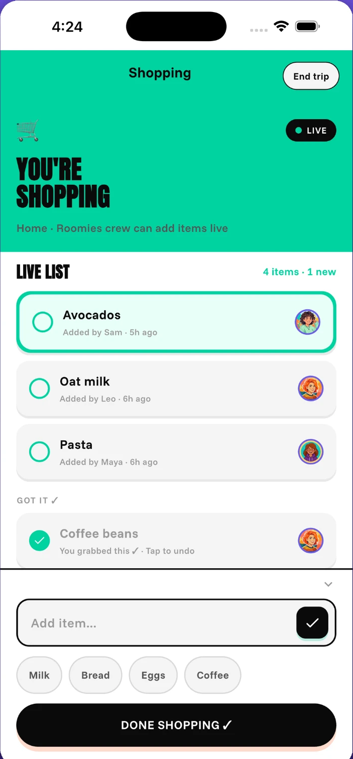 Cluster — The household grocery list